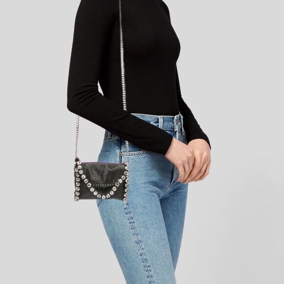 *Stella McCartney* Vegan Metallic Suede *Crystal-Studded* Mini Crossbody … - Picture 2 of 8